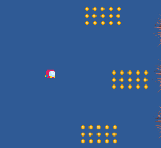 A later version of the game that tested its powerup collection, mini-guy followers, and new sprites.