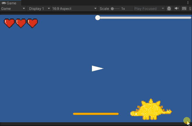An earlier version of the game, with basic geometry representing the ship and bullets, as well as temporary UI assets.