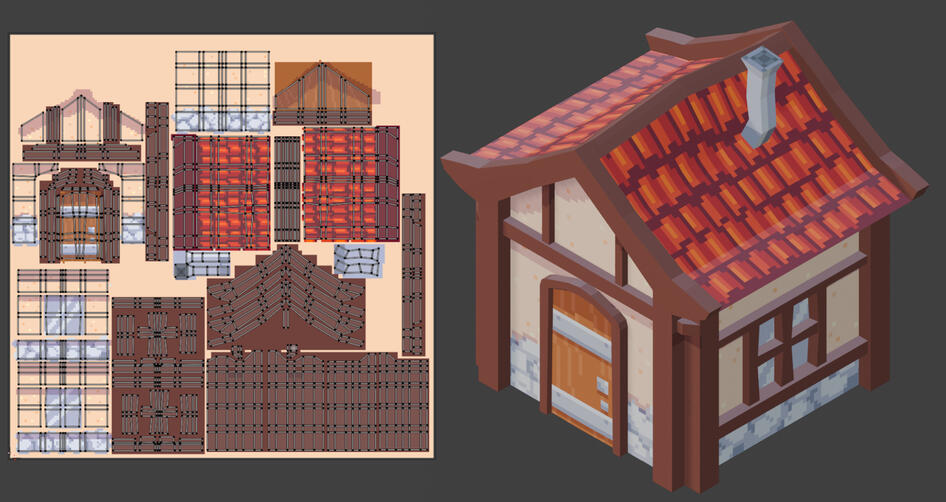 House Model with Texture on UV Map